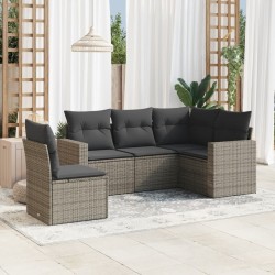 Sonata H Градински комплект с възглавници, 5 части, сив полиратан - Unelte și accesorii de grădină