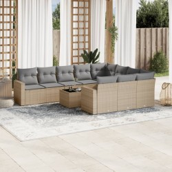 Sonata H Градински диван с възглавници, 11 части, бежов полиратан - Unelte și accesorii de grădină