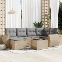 Sonata H Градински диван с възглавници, 7 части, бежов полиратан - Unelte și accesorii de grădină