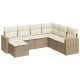 Sonata H Градински диван с възглавници, 7 части, бежов полиратан
