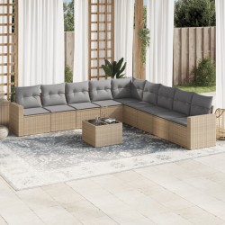 Sonata H Градински диван с възглавници, 10 части, бежов полиратан - Unelte și accesorii de grădină