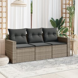 Sonata H Градински комплект с възглавници, 3 части, сив, полиратан - Unelte și accesorii de grădină