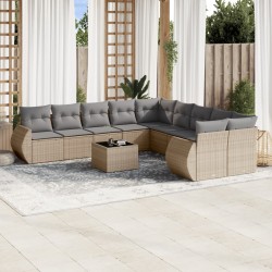 Sonata H Градински диван с възглавници, 11 части, бежов полиратан - Unelte și accesorii de grădină