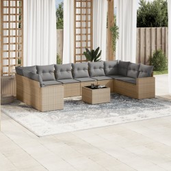 Sonata H Градински диван с възглавници, 11 части, бежов полиратан - Unelte și accesorii de grădină