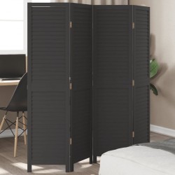 Sonata H Разделител за стая, 4 панела, черен, дърво пауловния масив - Electrocasnice și accesorii pentru living