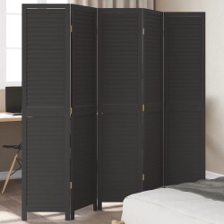 Sonata H Разделител за стая, 5 панела, черен, дърво пауловния масив - Electrocasnice și accesorii pentru living
