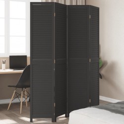 Sonata H Разделител за стая, 4 панела, черен, дърво пауловния масив - Electrocasnice și accesorii pentru living