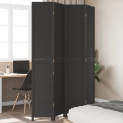 Sonata H Разделител за стая, 4 панела, черен, дърво пауловния масив - Electrocasnice și accesorii pentru living