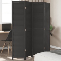 Sonata H Разделител за стая, 4 панела, черен, дърво пауловния масив - Electrocasnice și accesorii pentru living