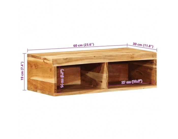 Sonata H Стенен шкаф за телевизор 60x30x19 cm Масивна дървесина Акация