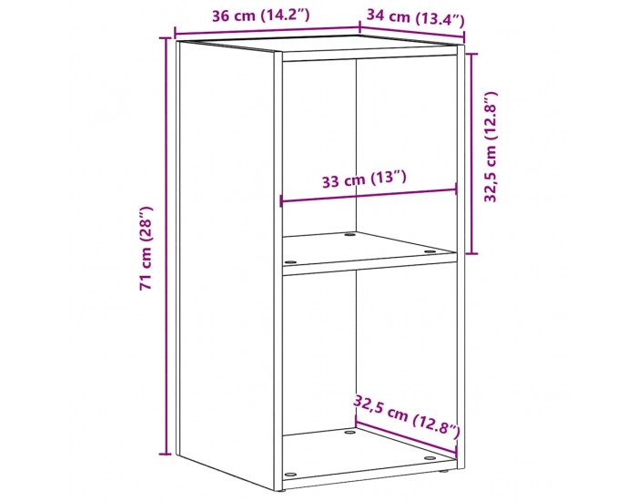 Sonata H LP Кутия за съхранение Черен дъб 71x34x36cm Инженерна дървесина