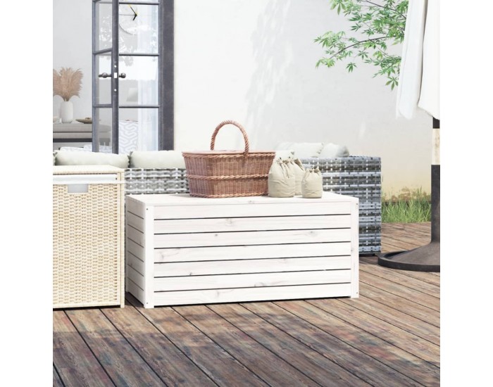 Sonata H Градинска кутия бяла 101x50,5x46,5 см масивна борова дървесина