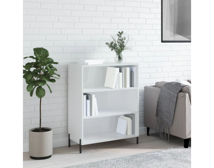 Sonata H Шкаф с рафтове, бял гланц, 69,5x32,5x90 см, инженерно дърво