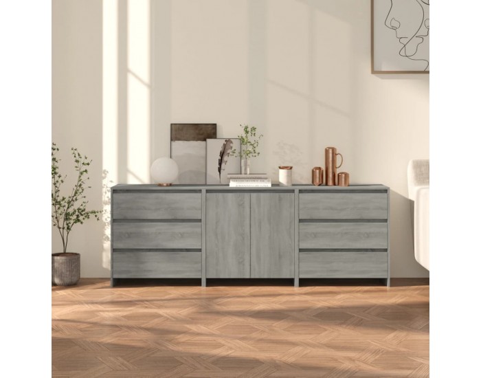 Sonata H Бюфети, 3 бр, сив сонома, инженерна дървесина