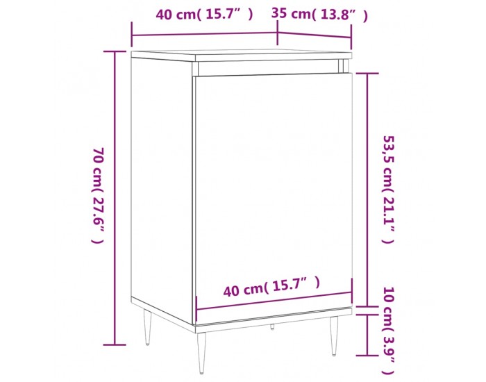 Sonata H Бюфет опушен дъб 40x35x70 см инженерно дърво
