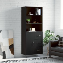 Sonata H Висок шкаф, черен, 69,5x34x180 см, инженерно дърво - Corpuri, vitrine, biblioteci modulare