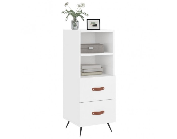 Sonata H Сайдборд, бял гланц, 34,5x34x90 см, инженерно дърво