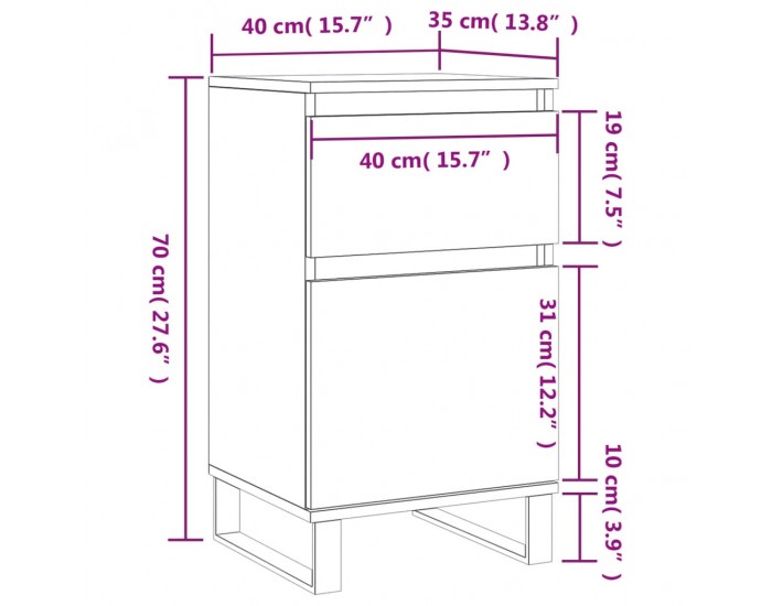 Sonata H Бюфет опушен дъб 40x35x70 см инженерно дърво