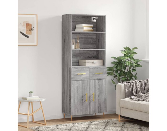 Sonata H Висок шкаф, сив сонома, 69,5x34x180 см, инженерно дърво