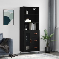 Sonata H Висок шкаф, черен, 69,5x34x180 см, инженерно дърво - Corpuri, vitrine, biblioteci modulare