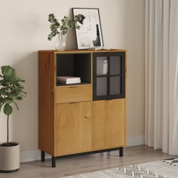 Sonata H Висок шкаф със стъклени вратички FLAM 92x40x122,5 см бор масив - Corpuri, vitrine, biblioteci modulare