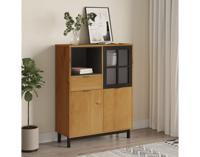 Sonata H Висок шкаф със стъклени вратички FLAM 92x40x122,5 см бор масив