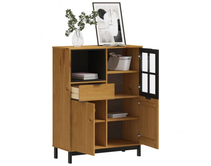 Sonata H Висок шкаф със стъклени вратички FLAM 92x40x122,5 см бор масив