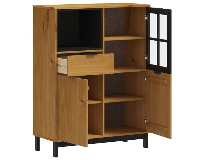 Sonata H Висок шкаф със стъклени вратички FLAM 92x40x122,5 см бор масив