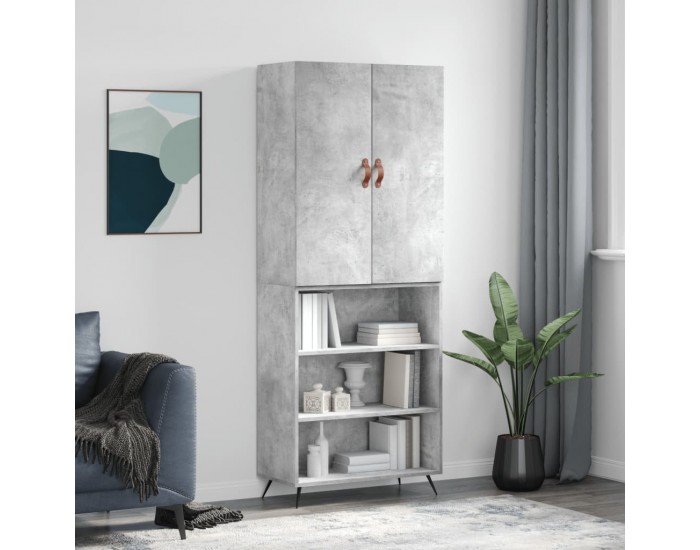 Sonata H Висок шкаф, бетонно сив, 69,5x34x180 см, инженерно дърво