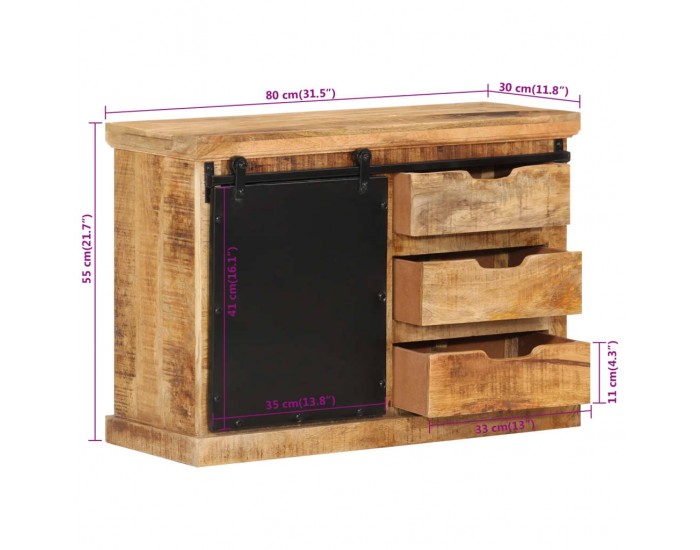 Sonata H Бюфет 80x30x55 см грубо мангово дърво масив