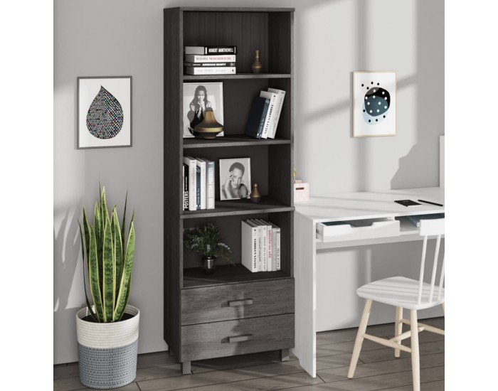 Sonata H Висок шкаф HAMAR, светлосив, 60x35x180 см, борово дърво масив