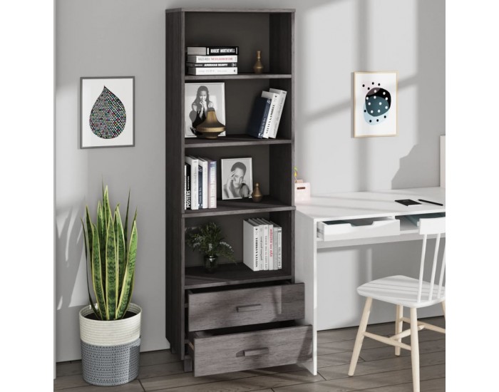 Sonata H Висок шкаф HAMAR, светлосив, 60x35x180 см, борово дърво масив