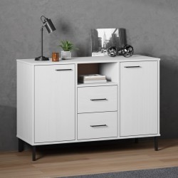 Sonata H Бюфет с метални крака бял 113x40x77 см масивно дърво OSLO - Living