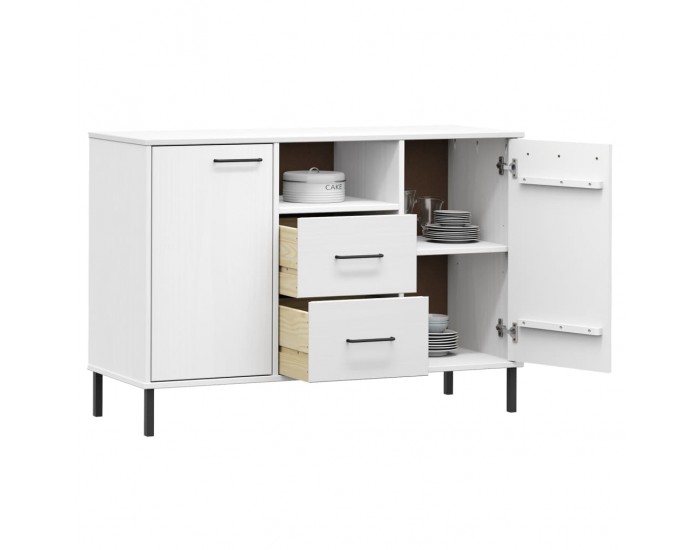 Sonata H Бюфет с метални крака бял 113x40x77 см масивно дърво OSLO