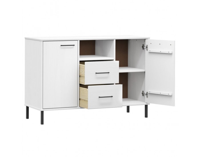 Sonata H Бюфет с метални крака бял 113x40x77 см масивно дърво OSLO