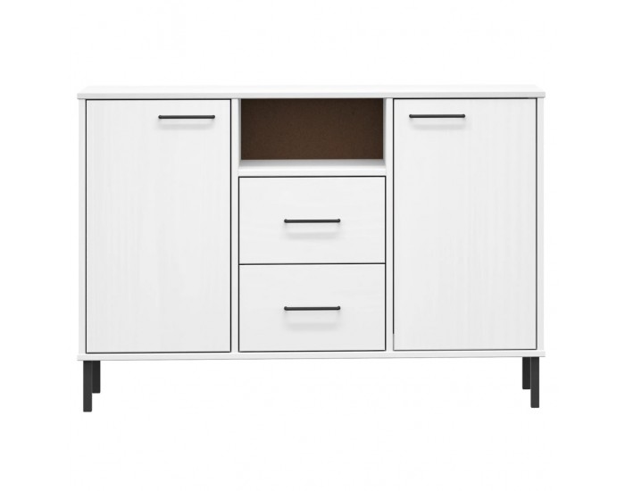 Sonata H Бюфет с метални крака бял 113x40x77 см масивно дърво OSLO
