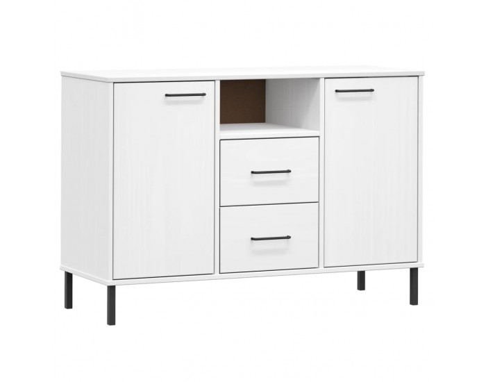 Sonata H Бюфет с метални крака бял 113x40x77 см масивно дърво OSLO