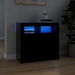 Sonata H Сайдборд с LED светлини, черен, 80x35x75 см - Corpuri, vitrine, biblioteci modulare