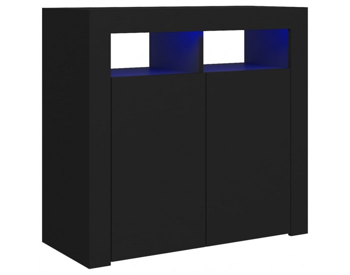 Sonata H Сайдборд с LED светлини, черен, 80x35x75 см