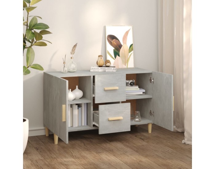 Sonata H Сайдборд, бетонно сив, 100x36x60 см, инженерно дърво