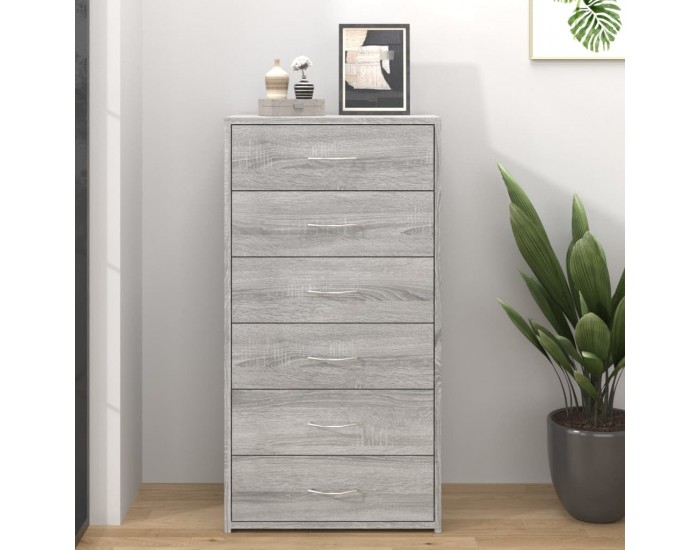 Sonata H Сайдборд с 6 чекмеджета сив сонома 50x34x96 см инженерно дърво