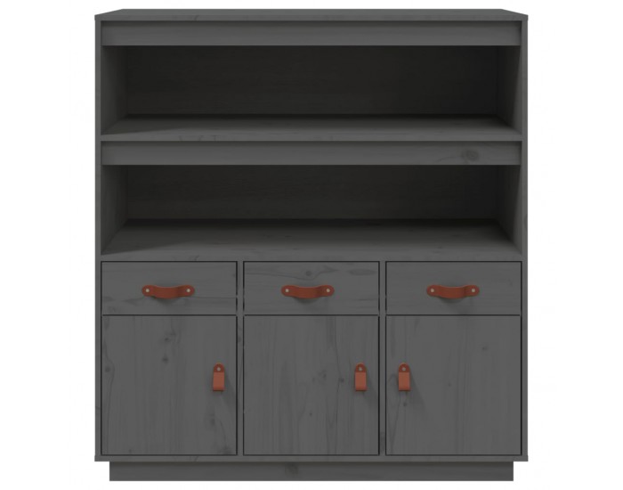Sonata H Висок шкаф, сив, 100x40x108,5 см, борово дърво масив