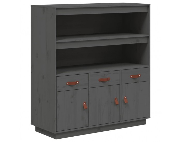 Sonata H Висок шкаф, сив, 100x40x108,5 см, борово дърво масив