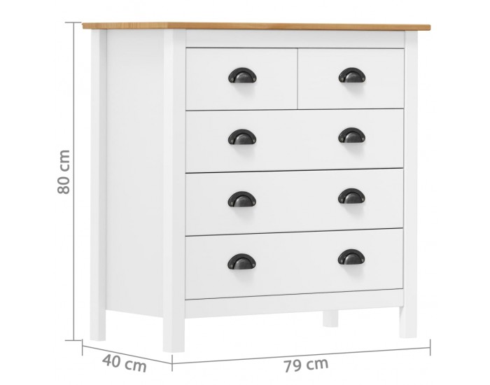 Sonata H Сайдборд Hill бял 79x40x80 см борово дърво масив