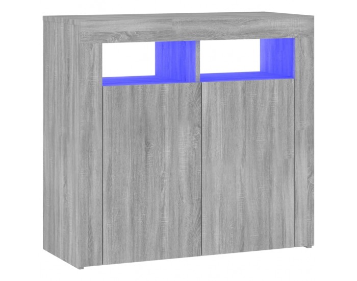 Sonata H Сайдборд с LED светлини, сив сонома, 80x35x75 см