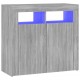 Sonata H Сайдборд с LED светлини, сив сонома, 80x35x75 см