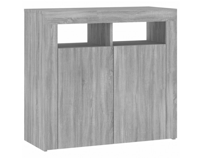 Sonata H Сайдборд с LED светлини, сив сонома, 80x35x75 см