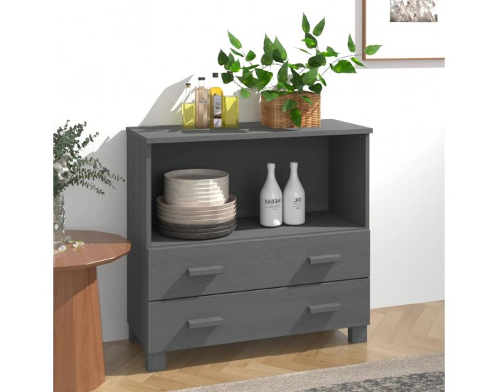 Sonata H Сайдборд HAMAR, тъмносив, 85x35x80 см, борово дърво масив