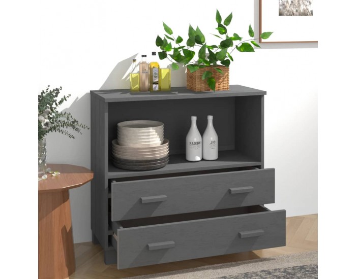 Sonata H Сайдборд HAMAR, тъмносив, 85x35x80 см, борово дърво масив