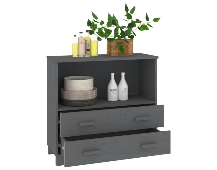 Sonata H Сайдборд HAMAR, тъмносив, 85x35x80 см, борово дърво масив